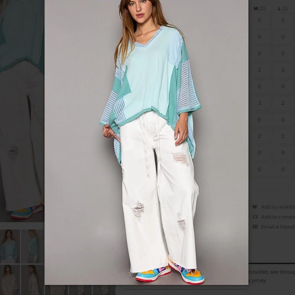 POL “ Plymouth “ POL Relaxed Fit V-Neck Top with Crochet Detail BR28 - Picture 6 of 8